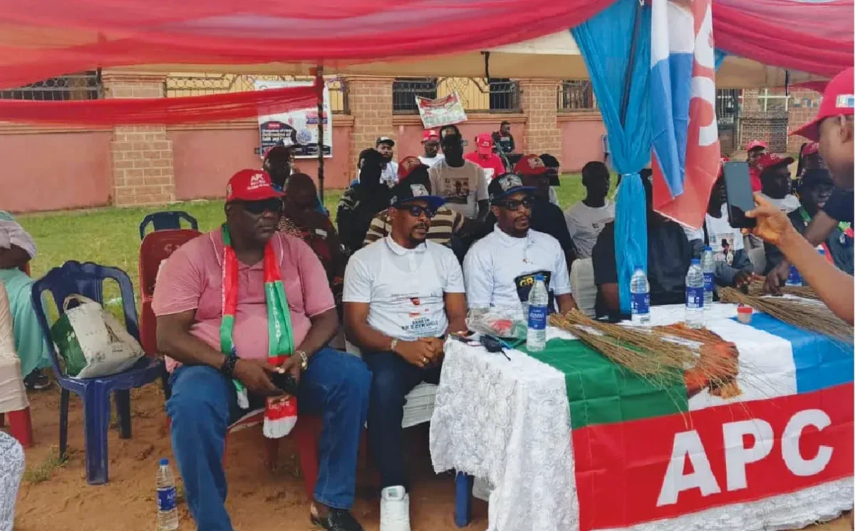 APC members and supporters seated at a political gathering in Alor, Anambra State