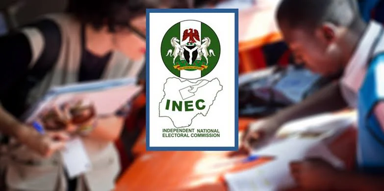 Independent National Electoral Commission logo displayed over an election-related background