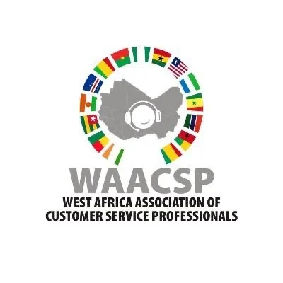 West Africa Association of Customer Service Professionals logo with West African flags arranged around a headset symbol