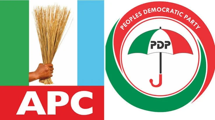 Logos of the APC and PDP displayed side by side