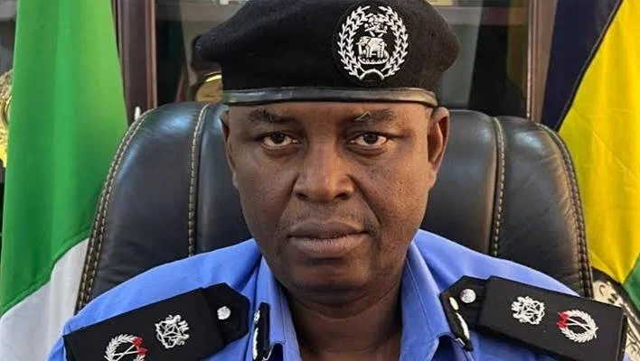 Kaduna State Commissioner of Police Rabiu Muhammad seated in police uniform